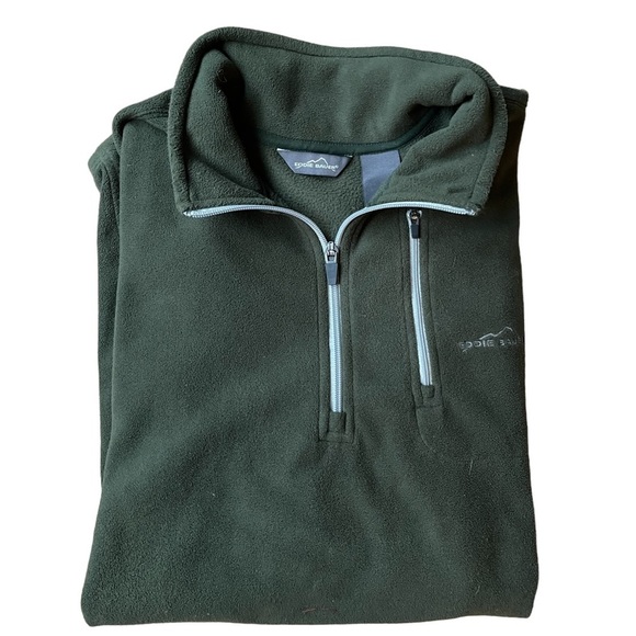 Eddie Bauer 1/4 Zip Up Collar Green Fleece Sweater Size: TL‎ - Picture 9 of 9